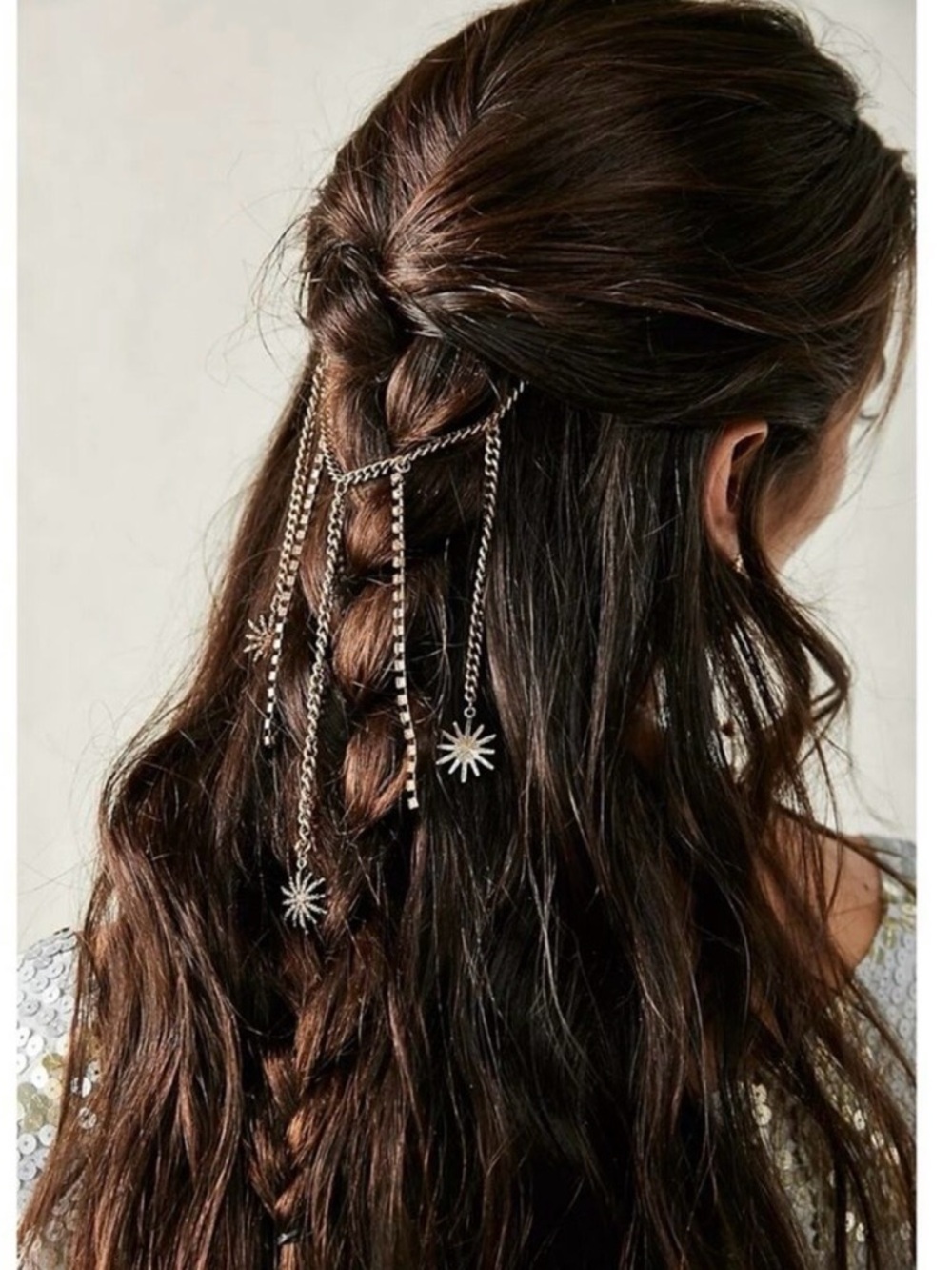 Free People Majestic Hair Piece Silver Black Bohemian Renaissance Medieval